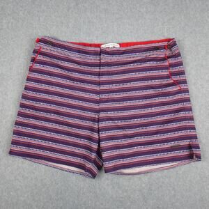 Parke & Ronen Mens 36 Swim Shorts Red Purple Geometric Stripe Pockets